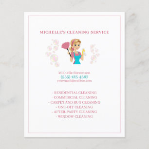 Leuke Maid House Roze Glitter Schoonmaak Service Flyer