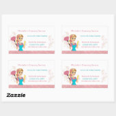 Leuke Maid House Roze Glitter Schoonmaak Service Rechthoekige Sticker (Vel)