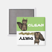 Leuke Maine Coon Cat Clean Vuile Vaatwasser Magnee Magneet (Voorkant / Achterkant)