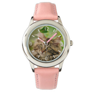 Leuke Maine Coon Cat Kitten Portrait - wijzerplaat Horloge