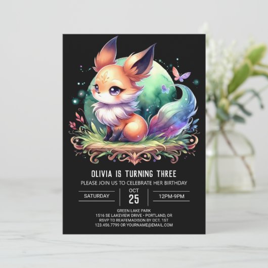 Leuke Majestic Fox Verjaardag digitaal Kaart (Staand voorkant)