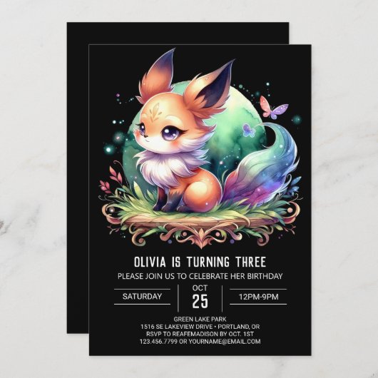 Leuke Majestic Fox Verjaardag digitaal Kaart (Voorkant / Achterkant)