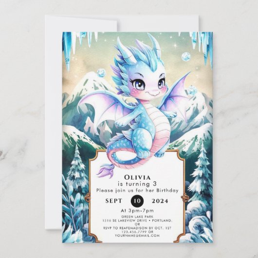 Leuke Majestic Ice Dragon Verjaardag Kaart (Voorkant)