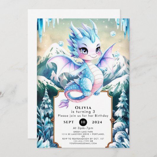 Leuke Majestic Ice Dragon Verjaardag Kaart (Voorkant / Achterkant)