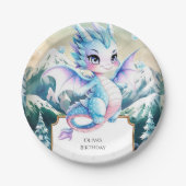 Leuke Majestic Ice Dragon Verjaardag Papieren Bordje (Voorkant)
