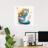 Leuke Majestic Kitty Kat Illustratie Poster (Thuiskantoor)