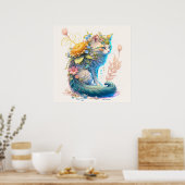 Leuke Majestic Kitty Kat Illustratie Poster (Keuken)