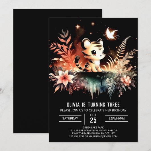 Leuke Majestic Tiger Verjaardag Kaart (Voorkant / Achterkant)