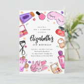 Leuke Make-up Meisjes Slumber Sleepover Spa Verjaa Kaart (Staand voorkant)
