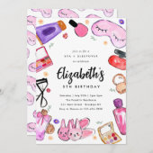 Leuke Make-up Meisjes Slumber Sleepover Spa Verjaa Kaart (Voorkant / Achterkant)