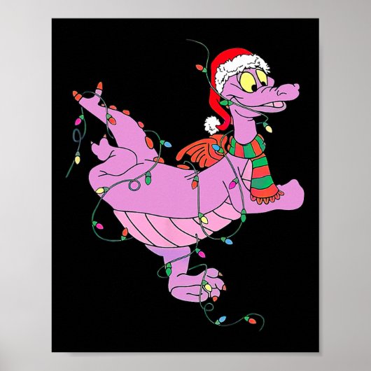 Leuke Malse Draak Beeldje Lichtjes Kerst Poster (Voorkant)