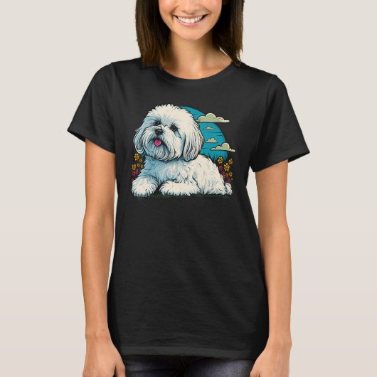 Leuke Maltese Hond op Maltese Hond 4 T-shirt (Voorkant)
