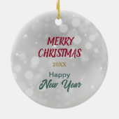 Leuke Maltese hond verpakt in kerstverlichting Keramisch Ornament (Achterkant)