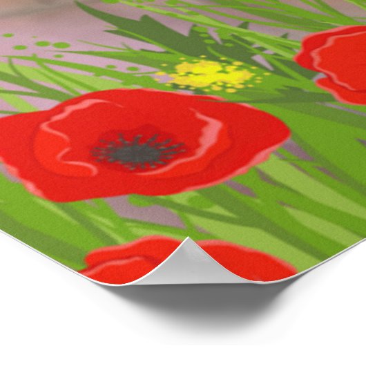 Leuke Maltese witte puppy hond in Floral Garden Ar Poster (Hoek)