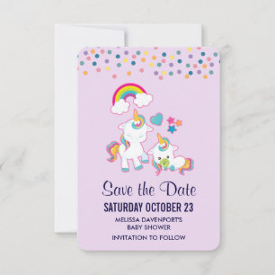 Leuke Mama & Baby Eenhoorn Magisch Geïllustreerd Save The Date