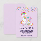 Leuke Mama & Baby Eenhoorn Magisch Geïllustreerd Save The Date (Voorkant / Achterkant)