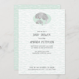 Leuke Mama & Baby Manatee met Waves Baby shower Kaart