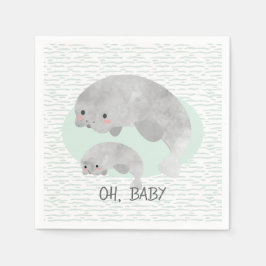 Leuke Mama & Baby Manatee met Waves Baby shower Servet