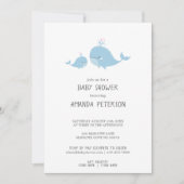 Leuke Mama & Baby Whales Blue Chevron Baby shower Kaart (Voorkant)