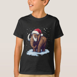 Leuke mammoet met kerstmuts voor een vrolijke kers t-shirt