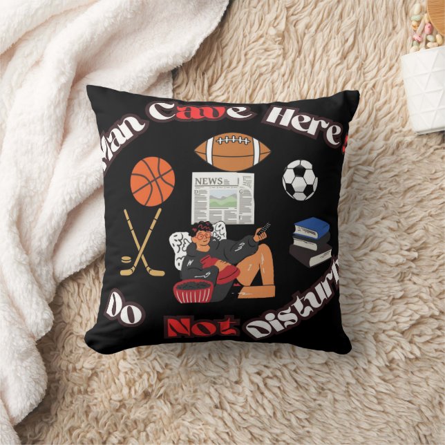 Leuke Man grot hier! vierkant Sierkussen (Deken)