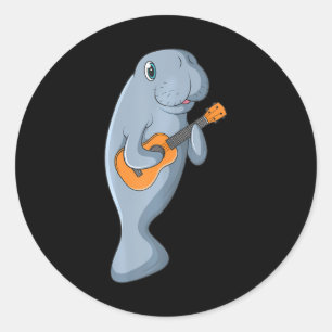 Leuke Mana Spelen Blauwgroen Ukelele Gitaar Ronde Sticker