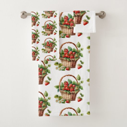 Leuke mand vol aardbeien bad handdoek (Insitu)