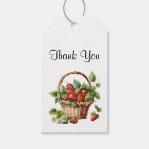 Leuke mand vol aardbeien Dank je wel Cadeaulabel