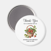 Leuke mand vol aardbeien feest dank je magneet (Voorkant / Achterkant)