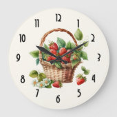 Leuke mand vol aardbeien grote klok (Voorkant)