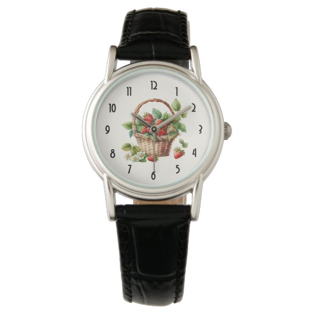 Leuke mand vol aardbeien horloge (Voorkant)