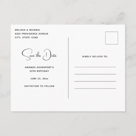 Leuke mand vol aardbeien Save the Date Uitnodiging Briefkaart (Achterkant)