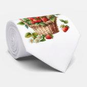 Leuke mand vol aardbeien stropdas (Opgerold)