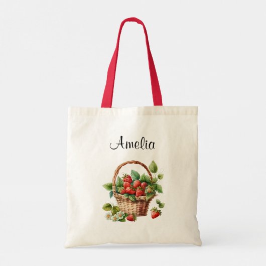 Leuke mand vol aardbeien tote bag (Achterkant)
