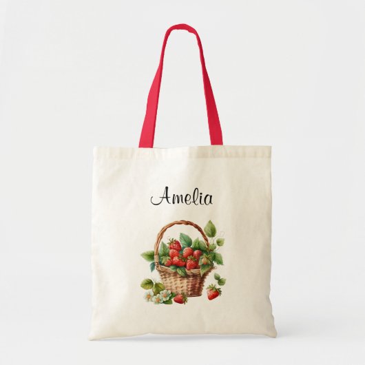 Leuke mand vol aardbeien tote bag (Voorkant)