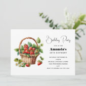 Leuke mand vol aardbeien Verjaardag Kaart (Staand voorkant)