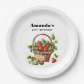Leuke mand vol aardbeien Verjaardag Papieren Bordje (Voorkant)
