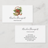 Leuke mand vol aardbeien visitekaartje (Voorkant / Achterkant)