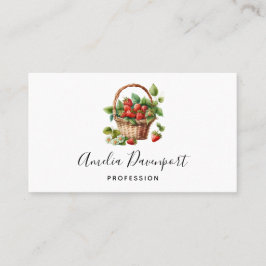 Leuke mand vol aardbeien visitekaartje