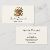 Leuke mand vol aardbeien visitekaartje (Voorkant / Achterkant)