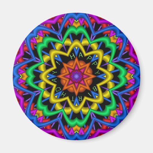 Leuke Mandala Verjaardagsmagneet met Tekst Magneet (Voorkant)