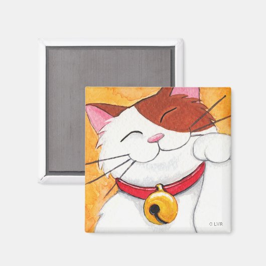 Leuke Maneki Neko Lucky Calico Cat Magneet (Voorkant / Achterkant)