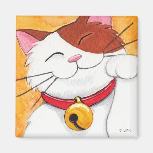 Leuke Maneki Neko Lucky Calico Cat Magneet (Voorkant)