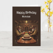 Leuke Manly Style Verjaardag Westerne Saloon Beer Kaart (Gele Bloem)