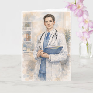 Leuke mannelijke dokter waterverf Ezekiel 25-17 Kaart
