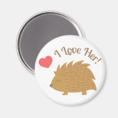 Leuke mannelijke egel in liefde, ik hou van haar magneet (Voorkant / Achterkant)