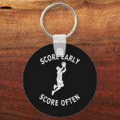 Leuke mannen basketballer gezegde score vroege sco sleutelhanger (Voorkant)