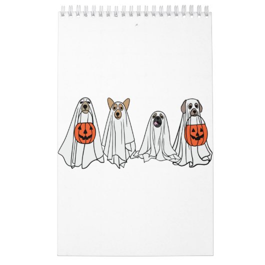 Leuke mannen vrouwen Halloween hondenspookhond pom Kalender (Hoes)