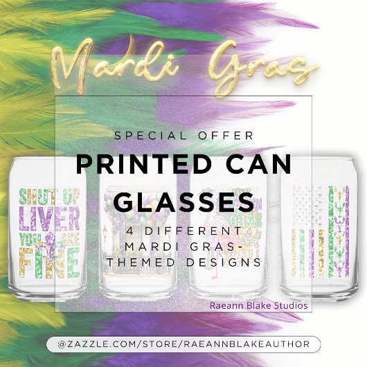Leuke Mardi Gras Design bedrukte blik Glass Set Blikvorm Glas