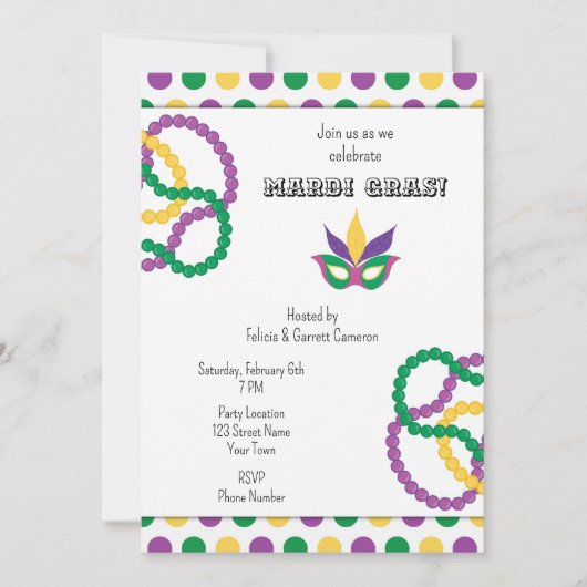 Leuke Mardi Gras Party uitnodiging (Voorkant)